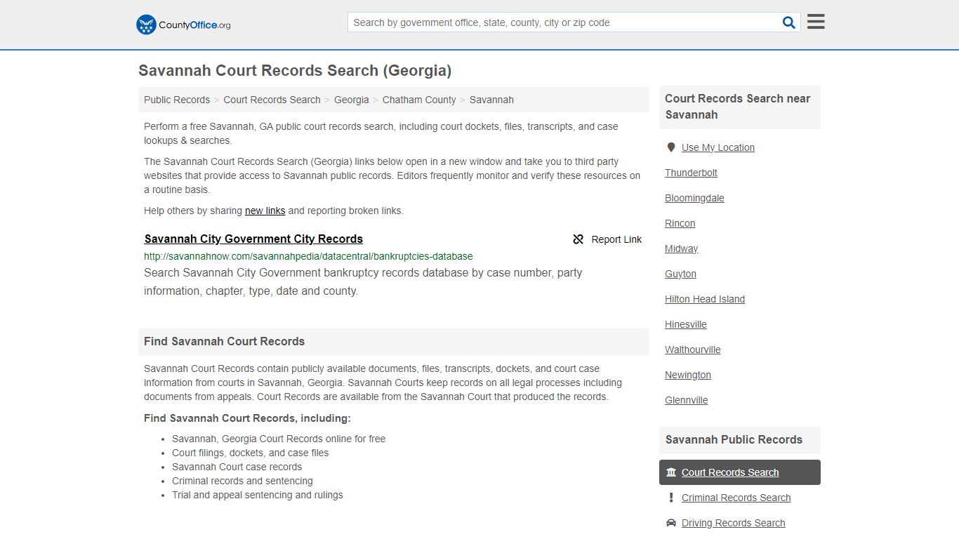 Savannah Court Records Search (Georgia) - County Office